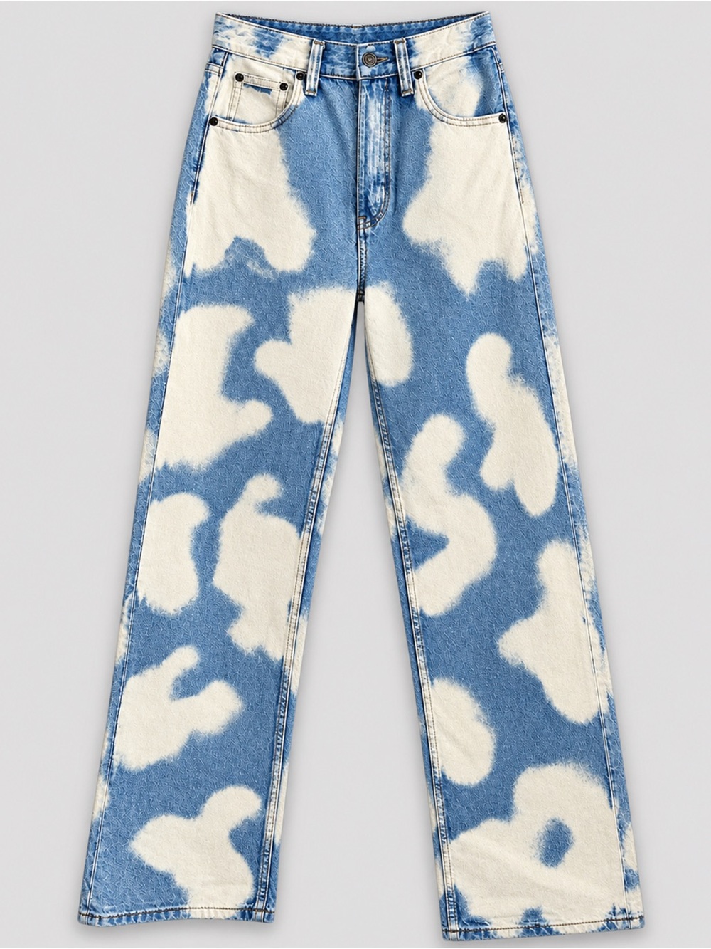 Calvin Klein Bleached Cloud Print Relaxed Jeans - size 26 - 100% cotton